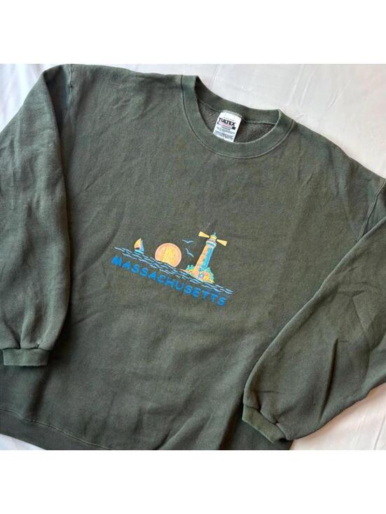 American Vintage Other - VTG 90s Lighthouse Embroidered Sweatshirt MA Souvenir Crewneck Nautical Tultex